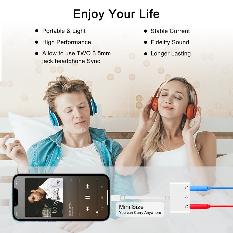 3 in 1 Dual 3.5mm Headphone Jack Adapter - Audio & Charging Splitter for iPhone gallery