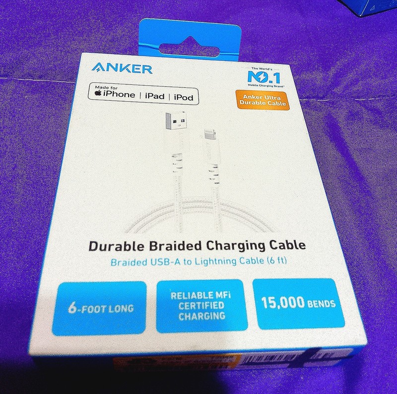 Anker Durable Braided MFi USB- Charging Cable 6 ft White iPhone