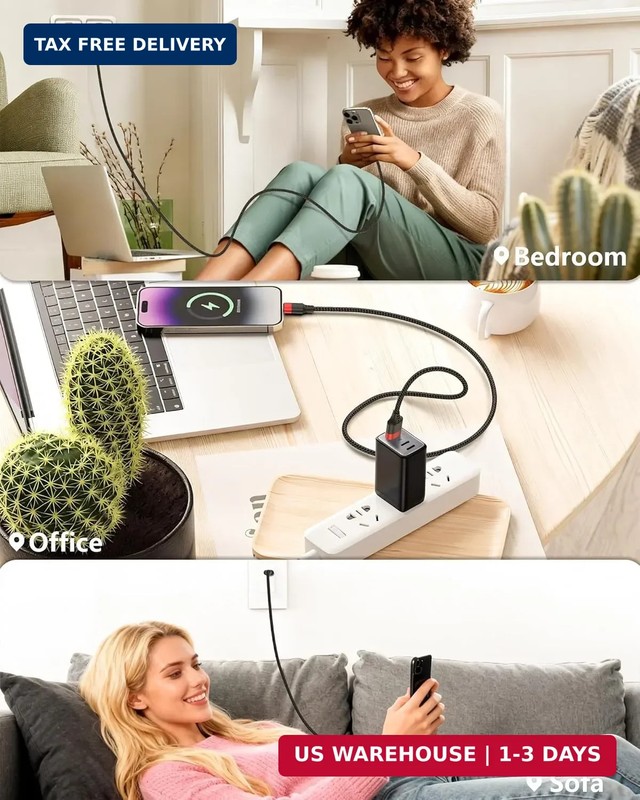 USB to USB C Cable 3ft, 2 Pack USB A to USBC Cable, Braided Type C Charger Cord gallery