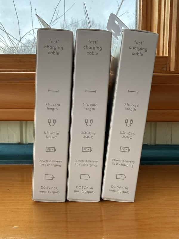 NEW 3pk of 3 ft USB-C to USB-C FAST CHARGING soft-touch Cable - heyday Lavender gallery