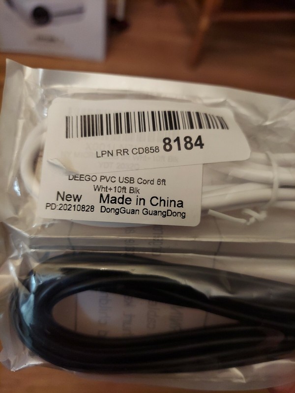 Deego PVC USB 6ft white + 10ft Black New