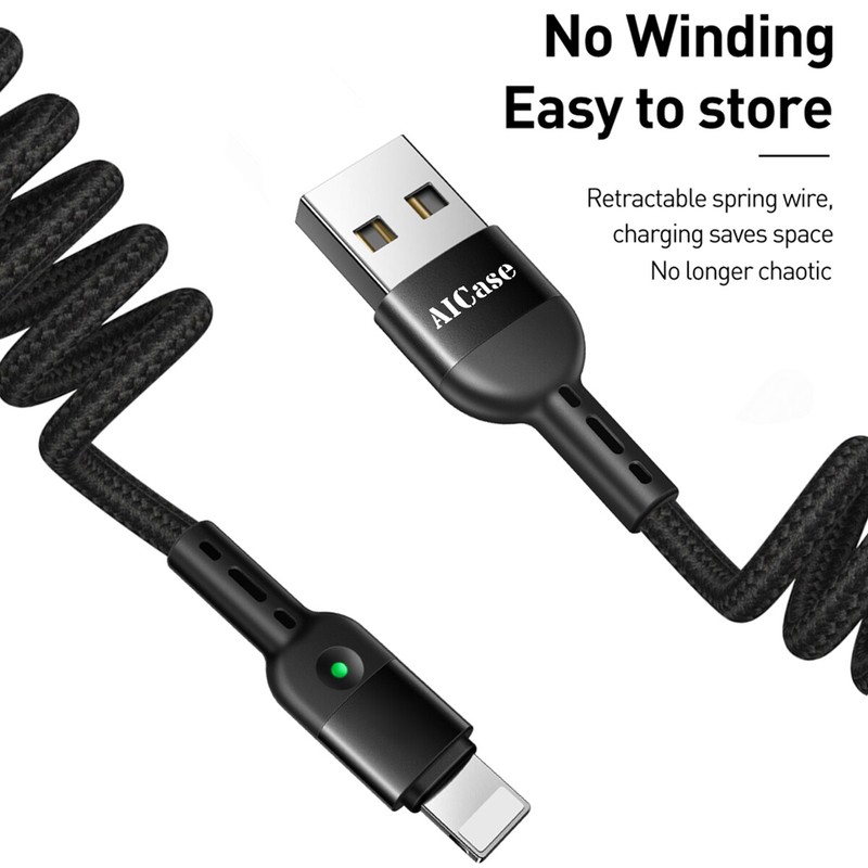 Coiled Charging USB Cable Fast Charger Cord for iPhone 14 13 12 11 Pro Max XR 8 gallery