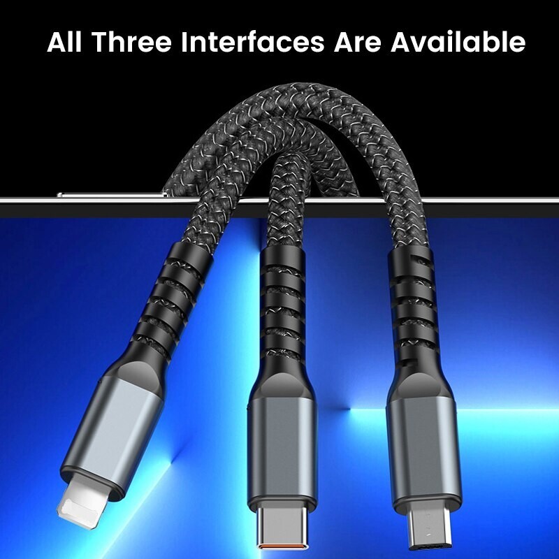 3 in 1 100w Fast Charging Cable Charger Type-C USB-C For iPhone Xiaomi Samsung gallery
