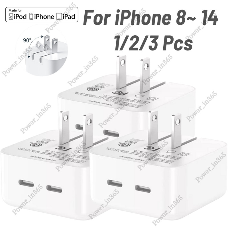 35W Dual USB-C Fast Charger Type C Power Adapter For iPhone 16 15 14 13 12 11 X