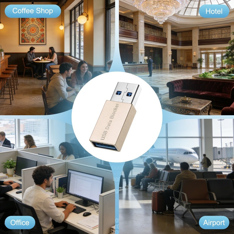 2 Pcs USB Data Blocker, USB A to A Data Protector, Gold gallery