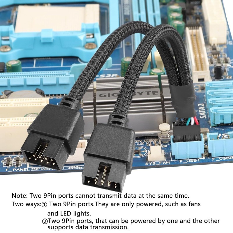 USB 2.0 9Pin Female to Dual Male Extension Cable Motherboard Header Splitter ... gallery