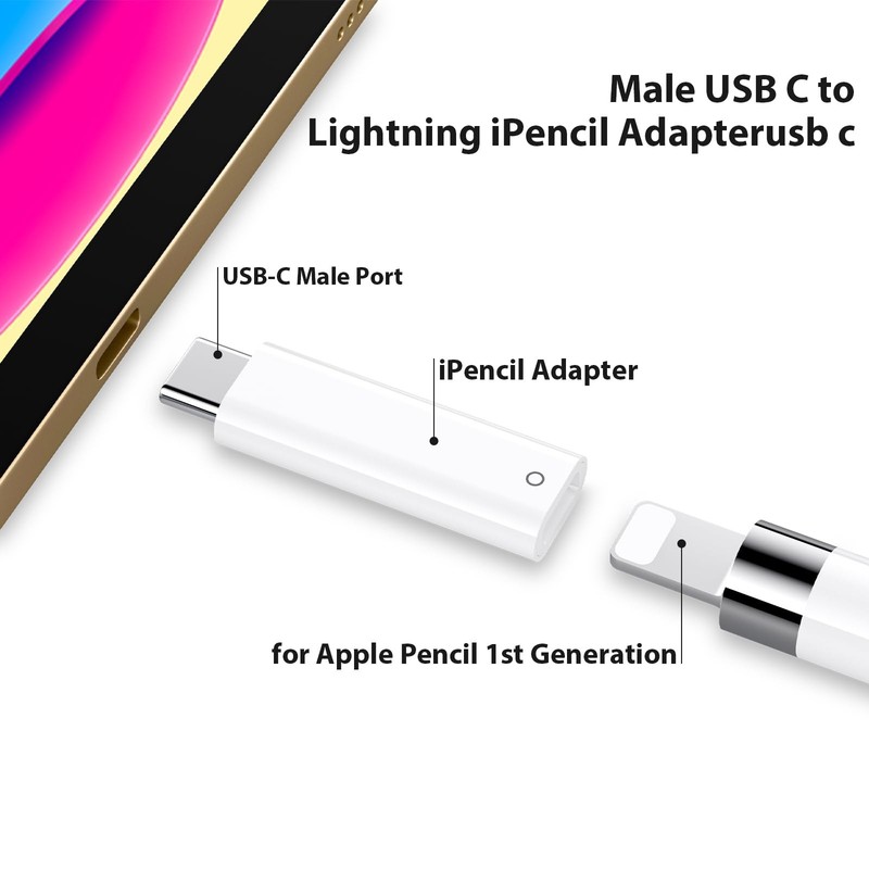 USB Pencil Adapter for Apple Pencil 1st Gen with iPad 11th 10th Gen Only, USB... gallery