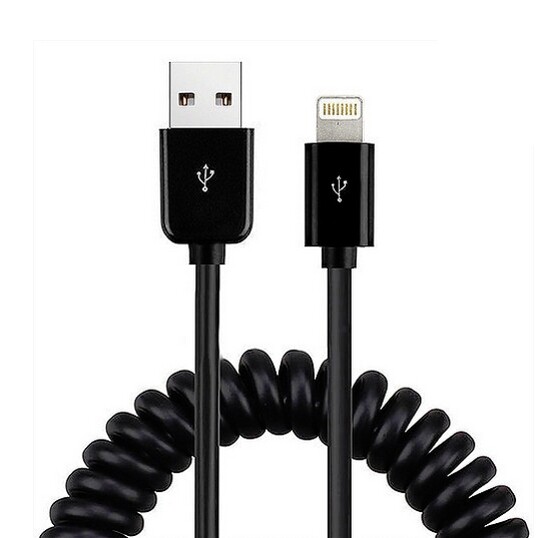 For iPhone 11 12 13 14 SE XR XS Coiled USB Cable Charger Cord Power Sync Wire