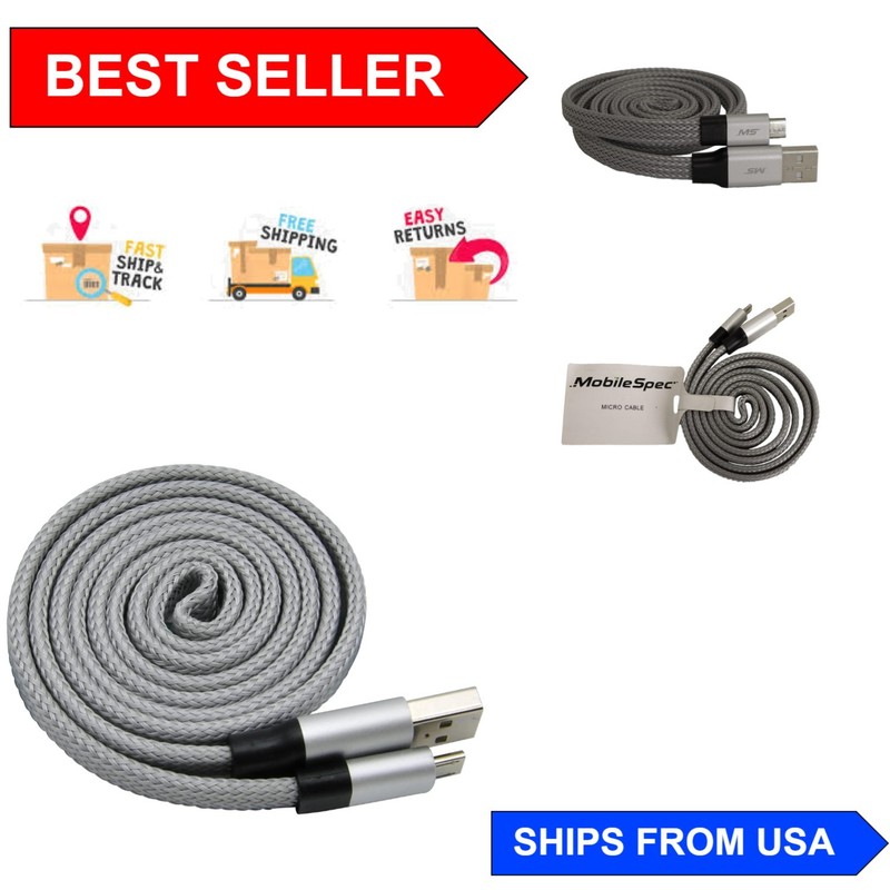 Silver 3 Foot USB to Micro Retracting Cable – Perfect for Fast Charging Needs