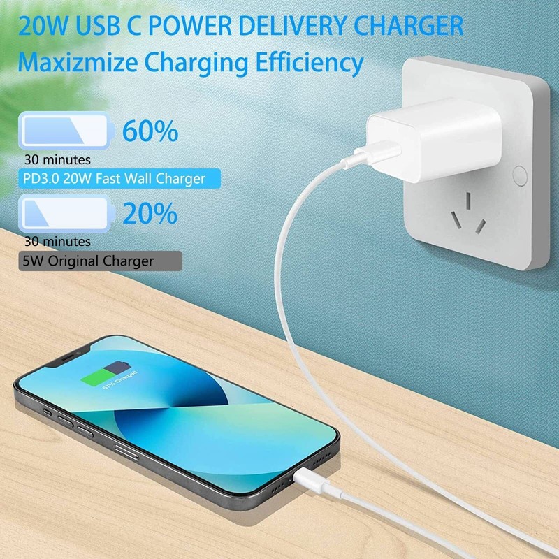 20W PD Power Wall Charger Cable Type c 3FT Charging Cord For Apple iPhone 14 13 gallery