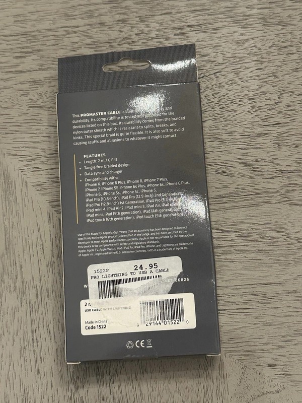 ProMaster USB Braided Charging Cable with 8-Pin Connector 6.6ft gallery