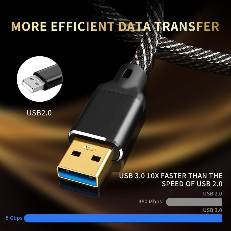 USB Type A to B Cable - 3.0 HiFi Audio, Nylon Braid gallery