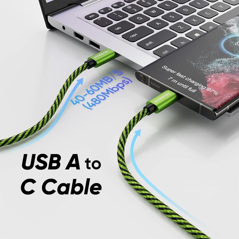 USB C Cable 10FT 5-Pack Nylon Braided USB to Type C Charger Cable Fast Charging gallery