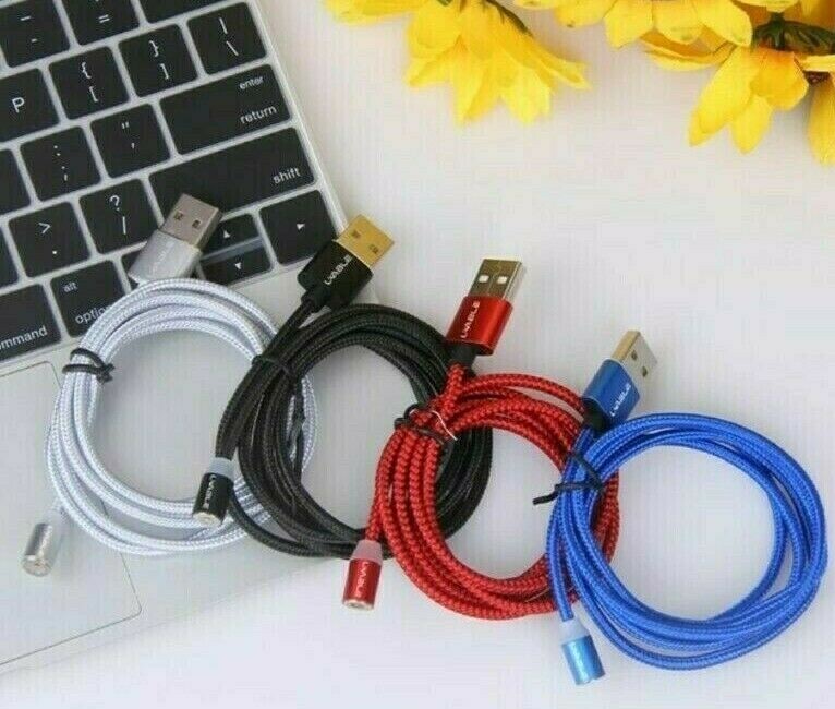 UCABLE 3 PACK OF 1M NYLON BRAIDED MAGNETIC 8 PIN USB DATA/CHARGE CABLE 3 COLORS gallery