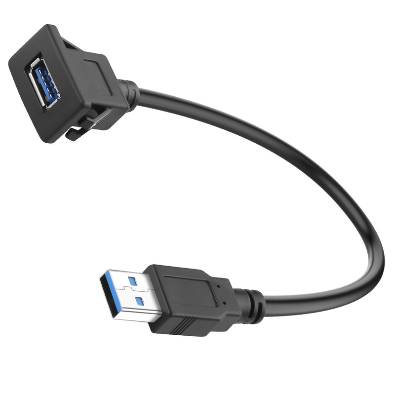 USB 3.0 Square Snap On Mount Adapter Cable 5Gbps Male To Female 30cm Pot