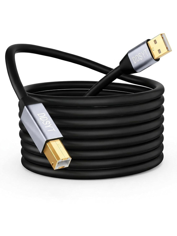 USB 2.0 Printer Cable Gold Plated Type B Cord 6FT for PC Mac Scanner Digital