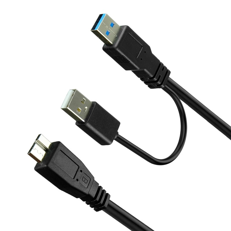 1 Feet USB 3.0 Dual Power Y Shape Type Micro B Data Transfer Cable 35cm 0.35M