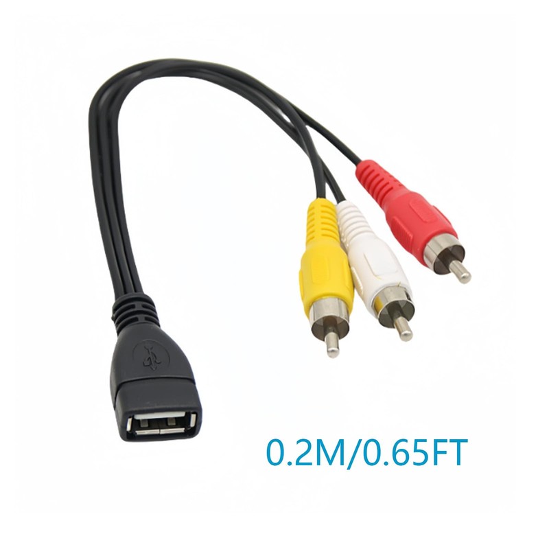 USB Female to 3 RCA Male AV Adapter Cable for PC TV Monitor 0.65FT gallery