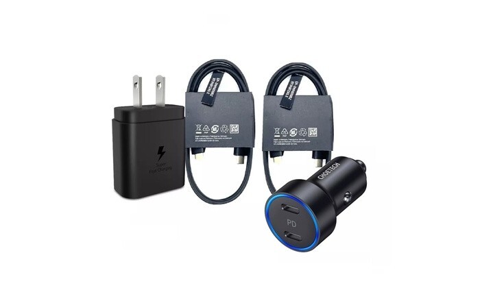 Samsung Dual USB-C Car Charger Type C to C Cables Galaxy S21 S22 Plus S23 Ultra