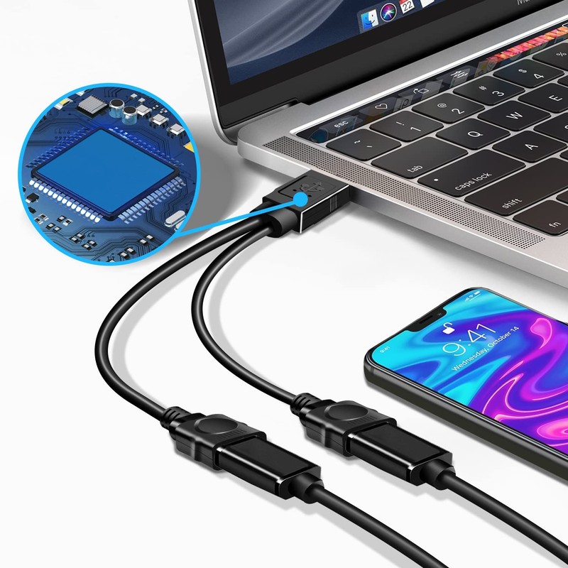 Usb Splitter Male To Dual Usb Female Cable Adapter For Charging/data Transfer Du gallery