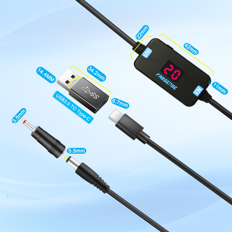 USB C to DC Adapter,Barrel PD Trigger Cable(3.3Ft) with USB a to USB C Tips/3.5X gallery