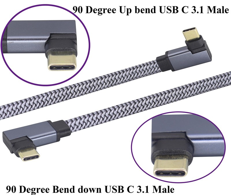 2 PCS 0.3m Right Angle USB 3.1 TypeC To TypeC 10Gbps 60W 3A Fast Charge gallery