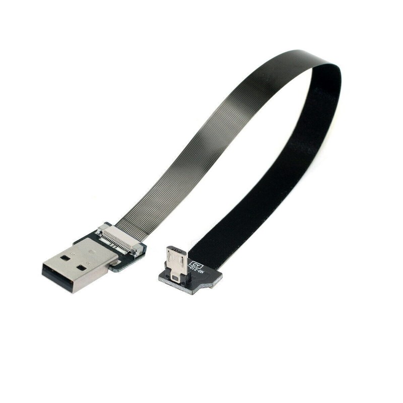 Down Angled USB2.0 Type-A to Micro USB 5Pin Data Flat Cable for FPV & Phone gallery