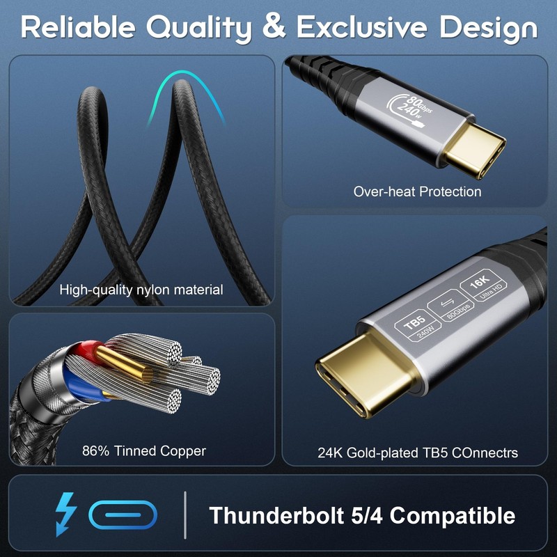 80Gbps USB c Data Transfer Cable 10FT for Thunderbolt 5 Cable,USB4 Gen4 for T... gallery