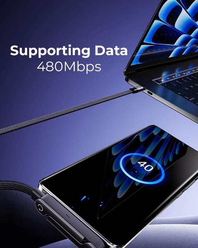 Compact 2-in-1 USB-C Cable with Foldable Stand for Fast Charging & Data Transfer gallery