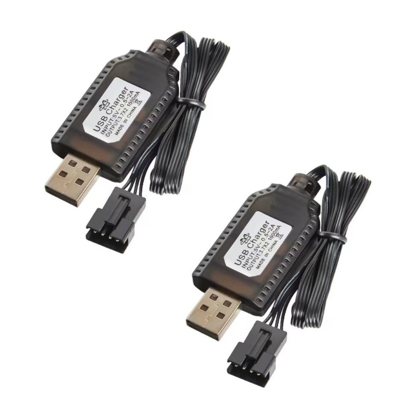 2Pcs USB Charger Cable for 7.4V LiPos Battery SM2.0 4P Connectors Charging Cable