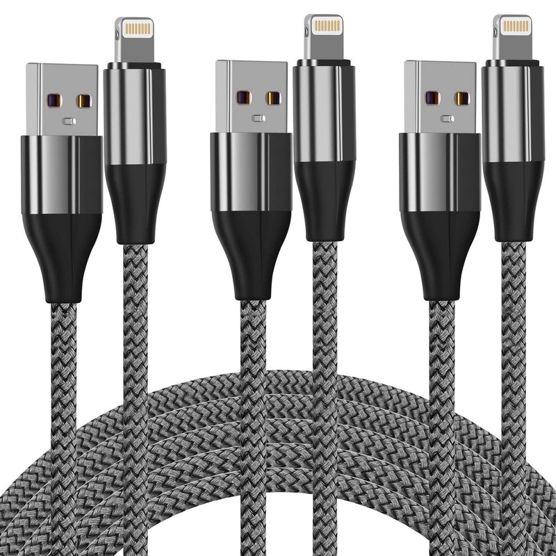 iPhone Charger Cable (3 Pack 6 Foot), [MFi Certified] 6 Feet Nylon Braided Li…