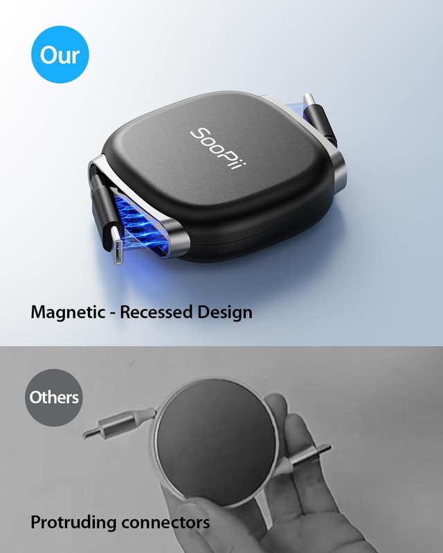 USB C to USB C Cable, 240W Retractable USB C Fast Charging Cable with Mag Snap S gallery