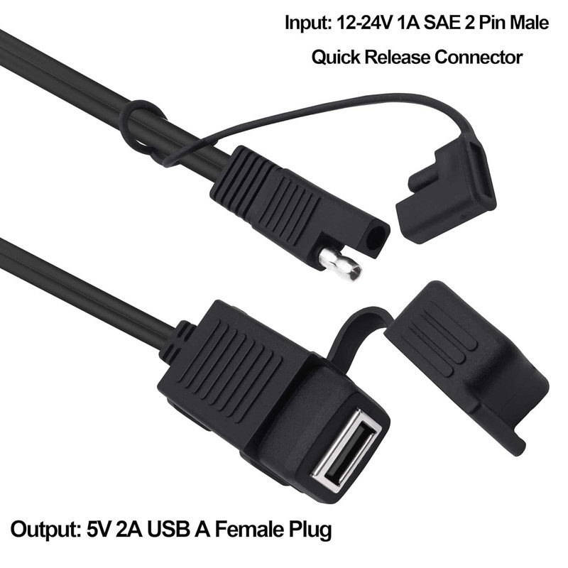 SAE to USB Adapter Motorcycle Cable SAE Quick Connector to 5V 2A USB a Female Po gallery