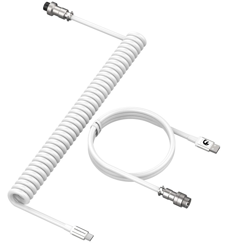 Gaming Keyboard Cable USB Type C Dual Sleeve Detachable Aviator White