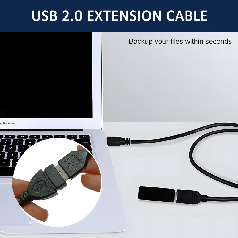 USB 2.0 Extension Cable 2 Pack 5ft Male To Female Black And White Cord Set gallery