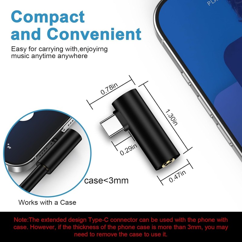 USB C to 3.5mm Headphone Jack Adapter for Samsung Galaxy A17 A16 A35 S25 Ultra S gallery