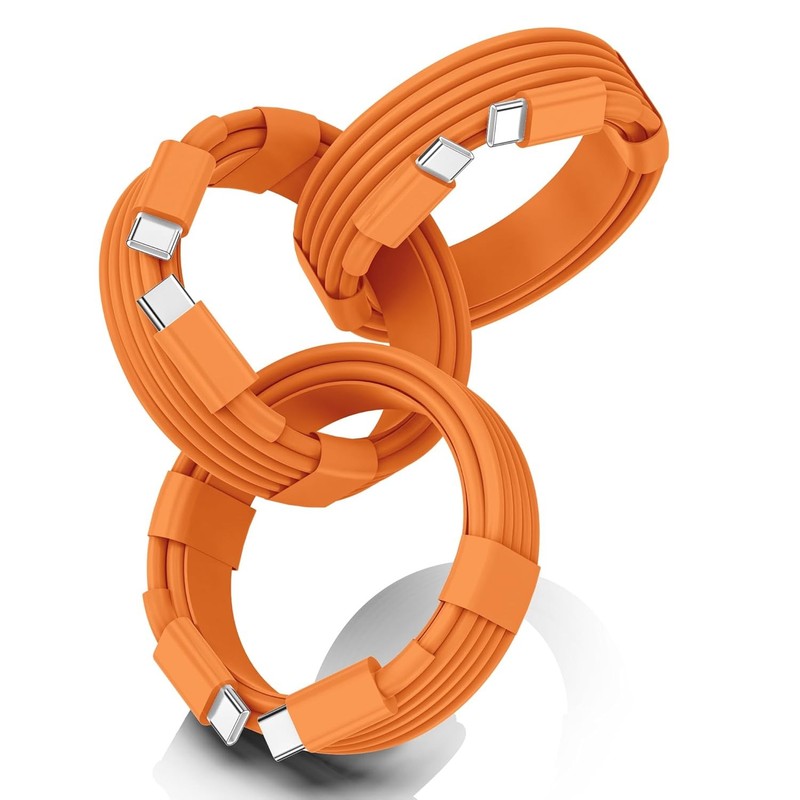 60W Fast Charging USB C Cable 3 Pack 6FT Orange