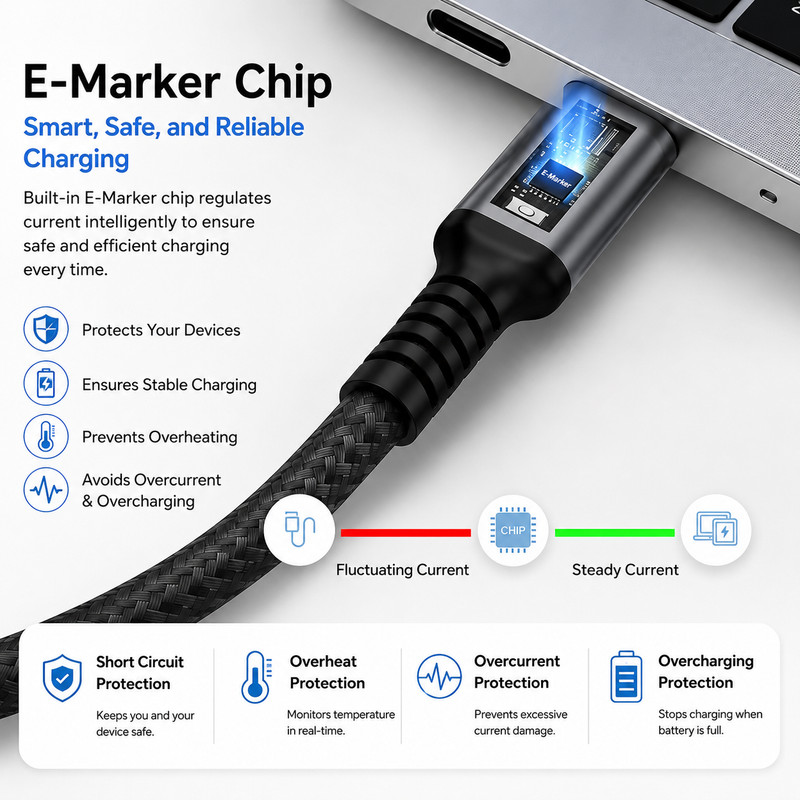 2 Packs of 240W USB-C to C Fast Charging Cable – 48V/5A PD, Braided Nylon, E-M. gallery