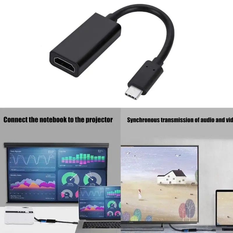 USB-C Type C To HDMI Adapter USB3.1 Cable For MHL Android Phone Tablet Black Lot gallery