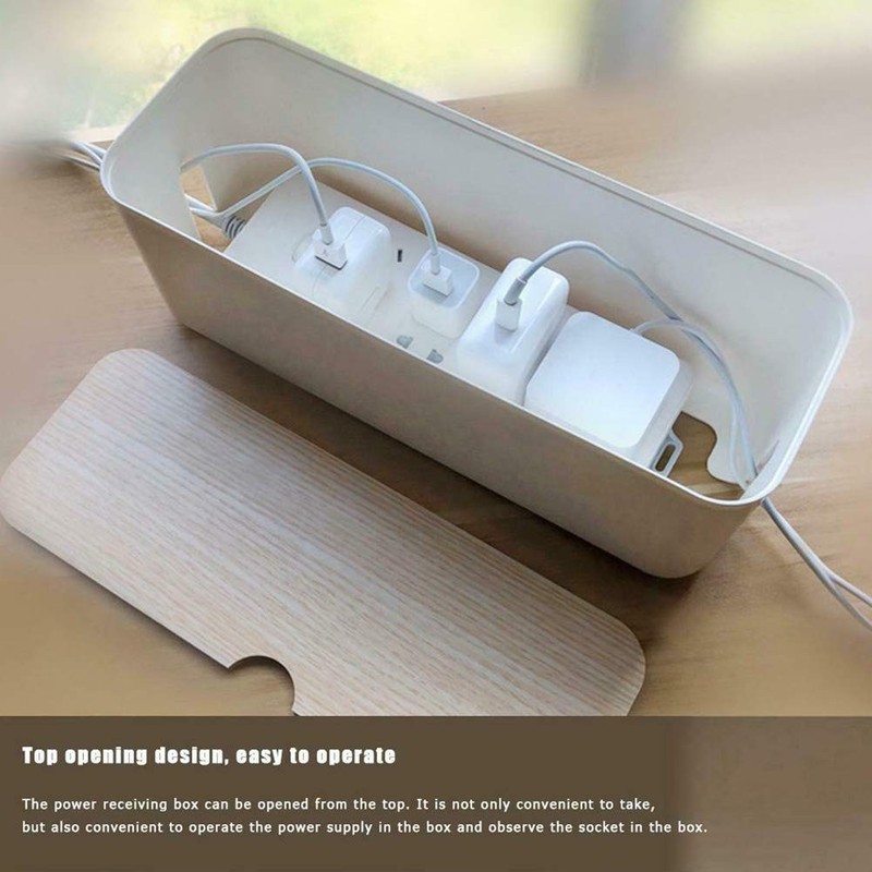 Cable Management Box - Wooden Style Large Cord Organizer to Hide black gallery