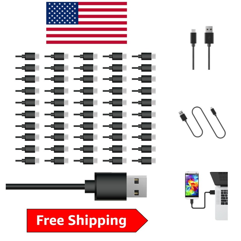 Compact USB C Cable 50-Pack – 25 Feet, Shock Resistant, High-Speed Performance