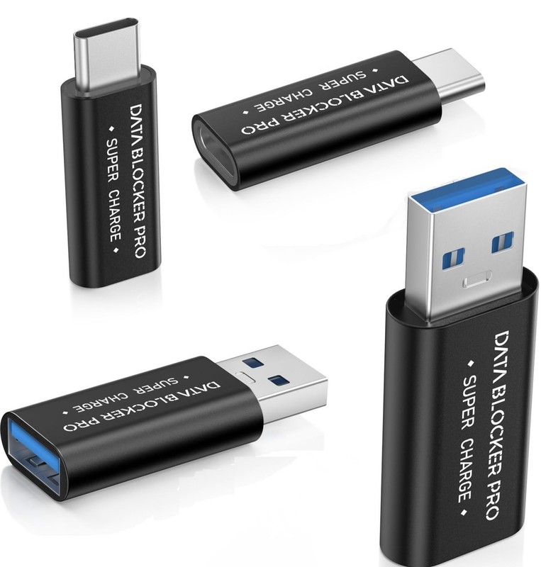 USB Data Blocker (4-Pack), USB-A & USB-Data Blocker Only for Charging, PD Fas…