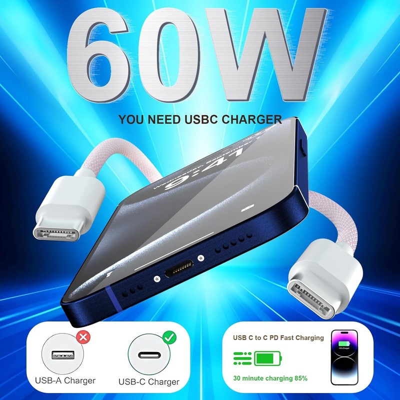 For IPhone 17 16 Pro Max USB-C to USB-C Fast Charger Type C Charging Cable Lot gallery