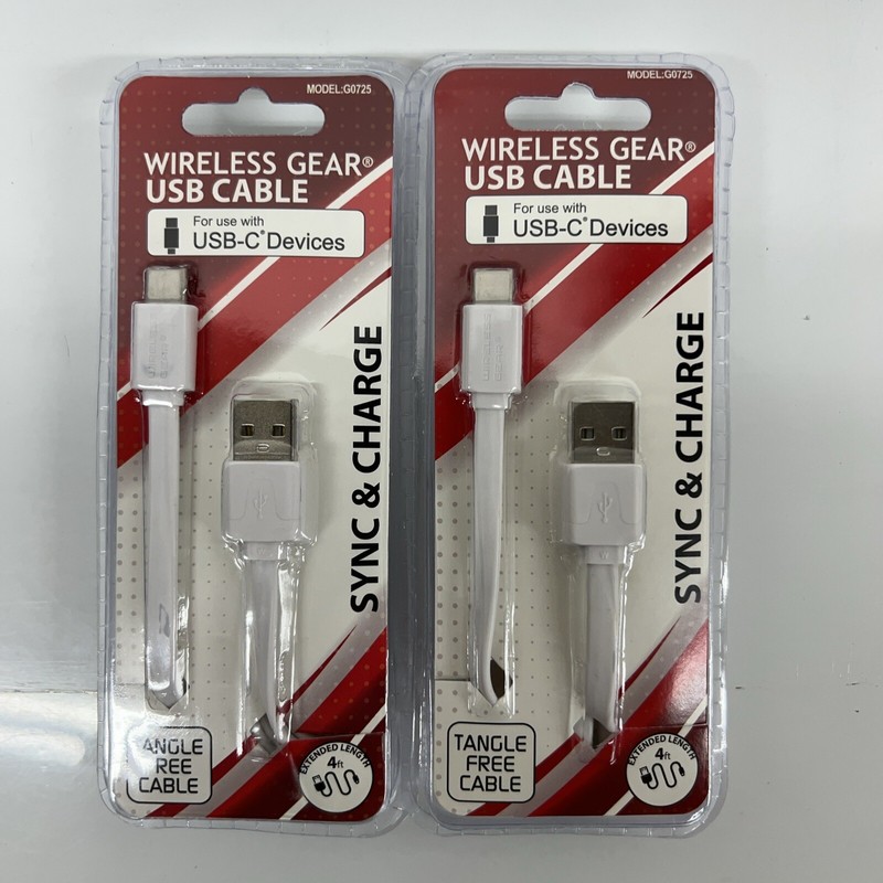 Wireless Gear USB cable Sync & Charge Tangle Free Cable 4 Feet 2 Pack
