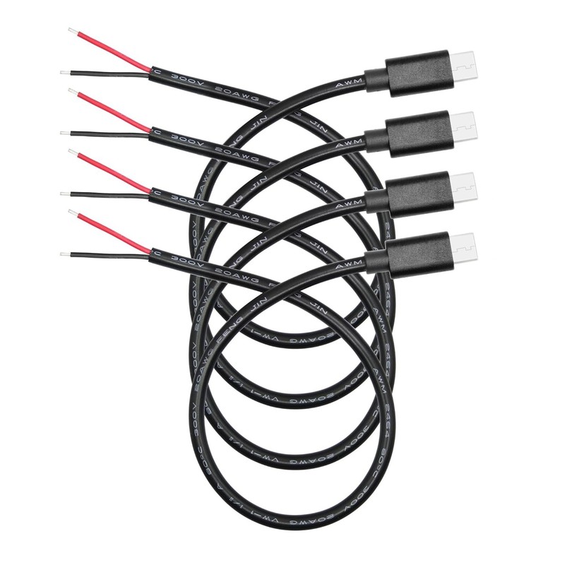 USB C to 2 Pin Bare Wire Power Cable 11in 5V 5A 20AWG 4 Pack for DIY Repair gallery