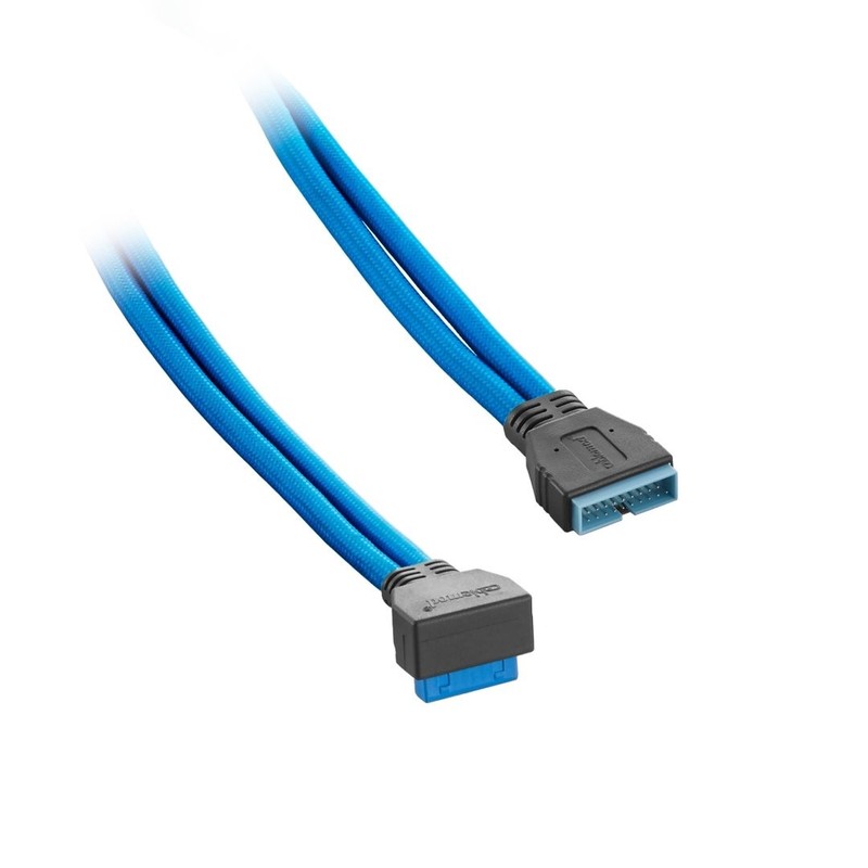 ModMesh Sleeved Right Angle Internal USB 3.0 Cable (Light Blue, 50cm) gallery