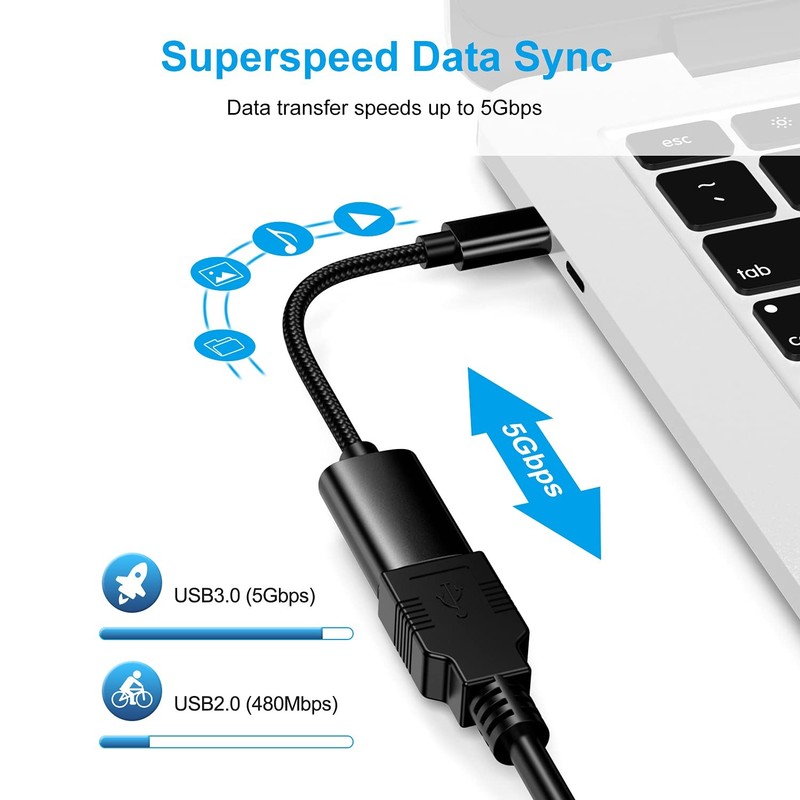 USB C to 3.0 Adapter [3 Pack], C Male Female OTG Cable black gallery
