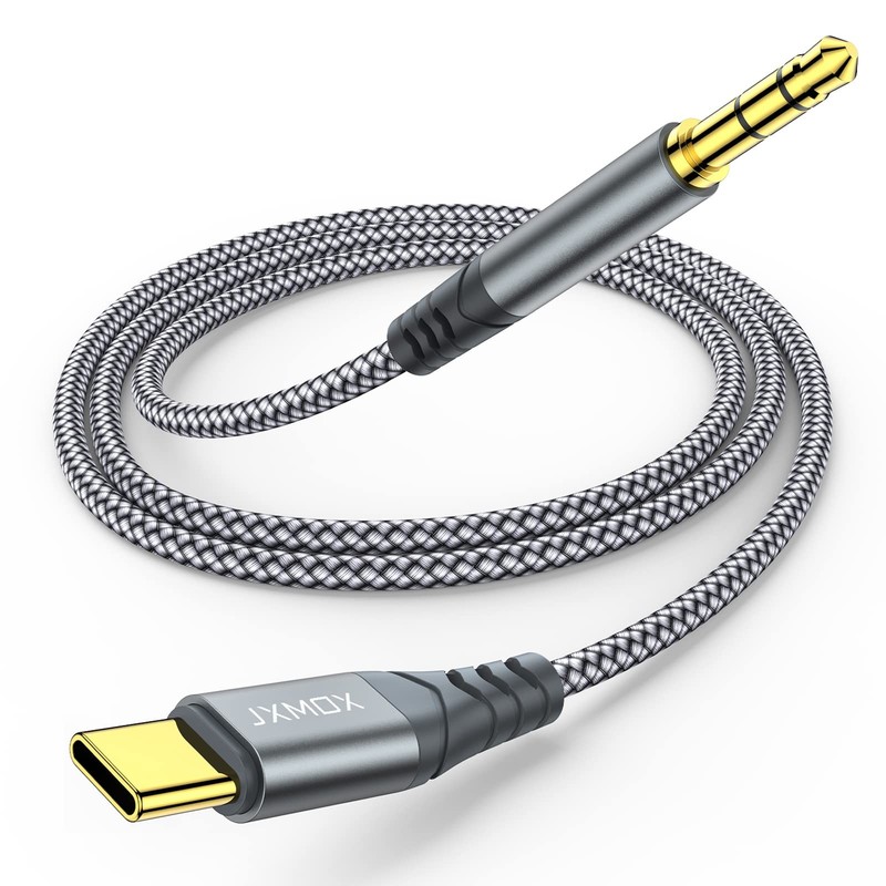 JXMOX USB C to 3.5mm Audio Aux Jack Cable (4ft) Type C to 3.5mm Headphone Car