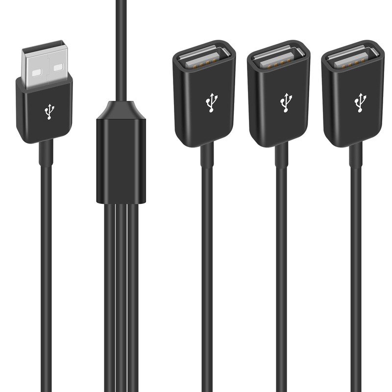 USB A Splitter Cable 1FT/30cm, Tpye Power Splitter Cable Support Charg and Da...