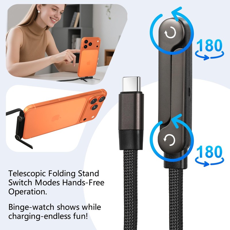 Foluu 2 in 1 Invisible Holder Charger Cable with Stand, 240w Super Fast 2 Pcs gallery